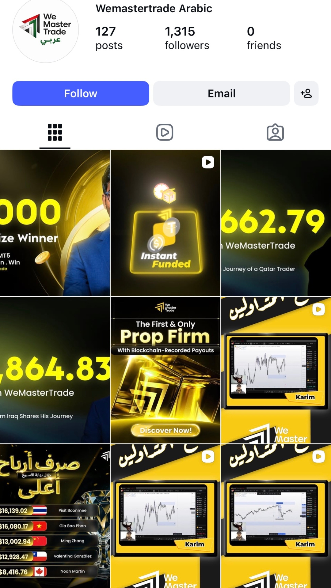 We Master Trade Arabic crypto social media content portfolio screenshot