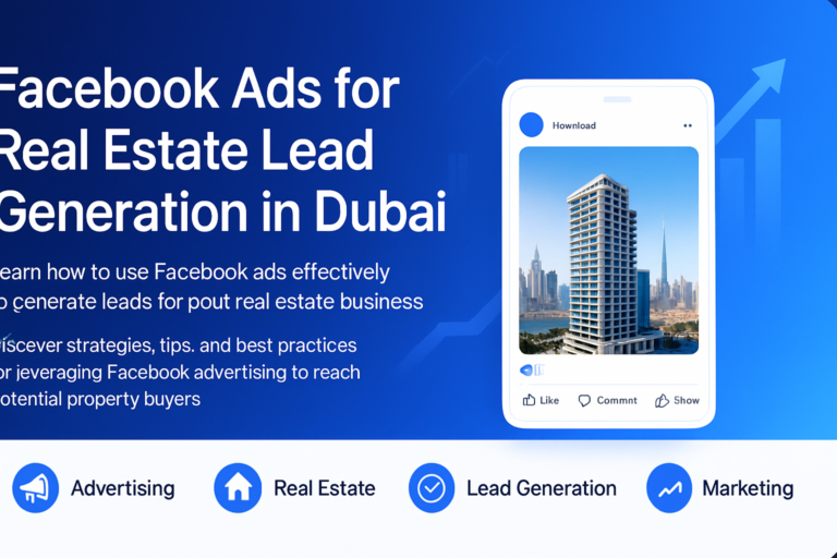 Facebook Ads campaign dashboard showing real estate lead generation results in Dubai