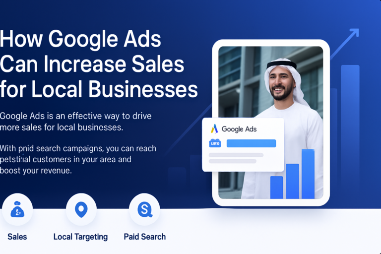 Google Ads campaign dashboard showing local business sales growth in Dubai