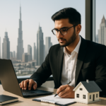 Real estate agent showing Dubai property to potential buyer online