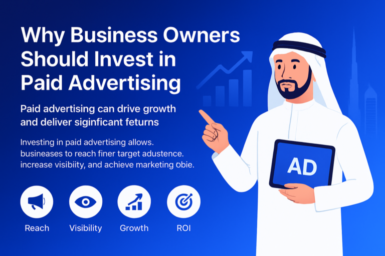 Business owner planning paid advertising campaign in Dubai office