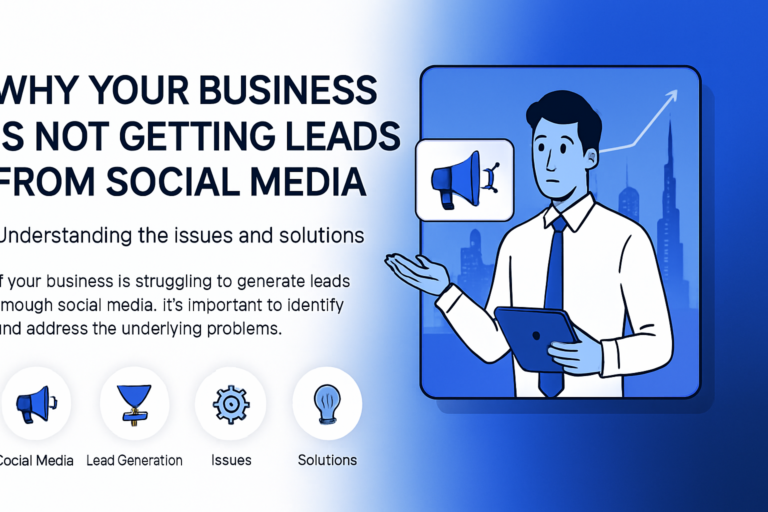 Dubai business owner reviewing social media lead generation performance on laptop